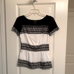 Black & White Catherine Maladrino Lace Blouse | Size 0